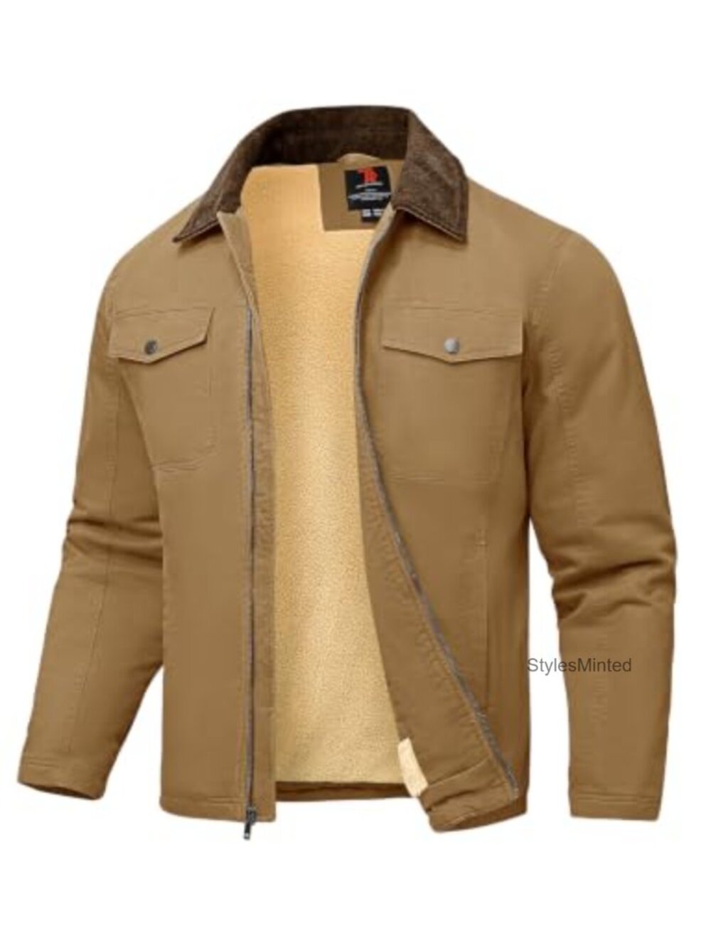 Men's Sherpa Fleece Lined Canvas Jacket Trucker Work Utility Coat